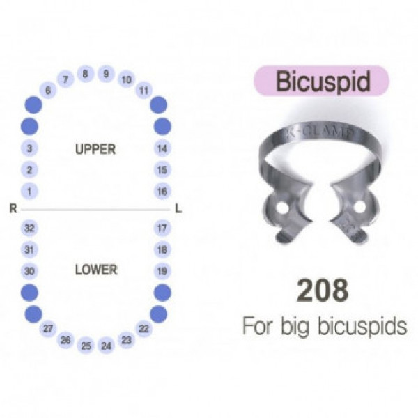 Кламер для премолярів K-Clamp №208, 1 шт. (278873)