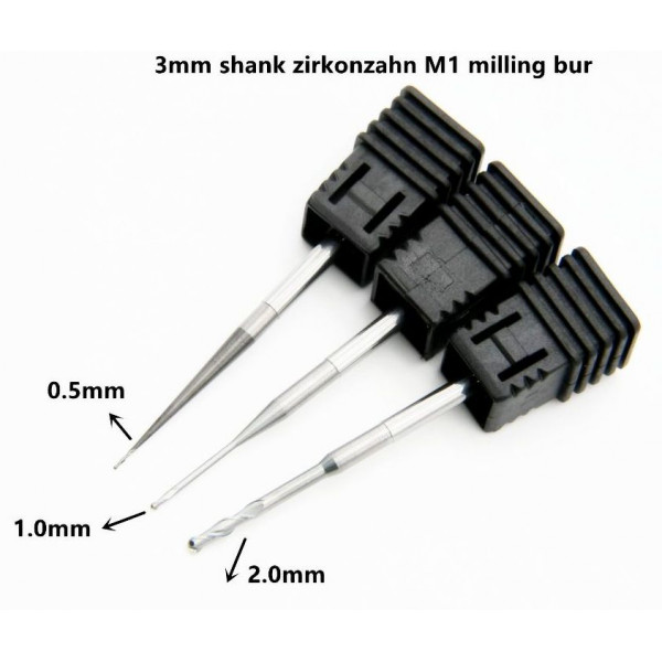 Фреза ZirkonZahn M1 Milling Bur (3 mm) 0,5 mm; 1,0 mm; 2 mm