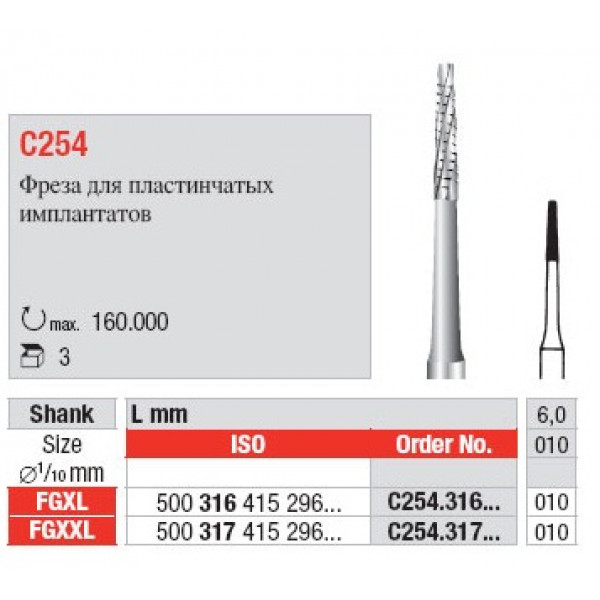 Фреза для пластичных имплантатов, С254.316.010, Edenta