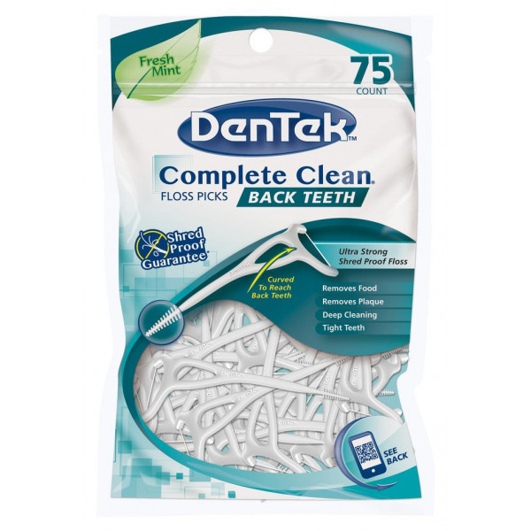 Complete Clean Back Teeth Floss Picks,флосс-зубочистки, 75 шт, DenTek